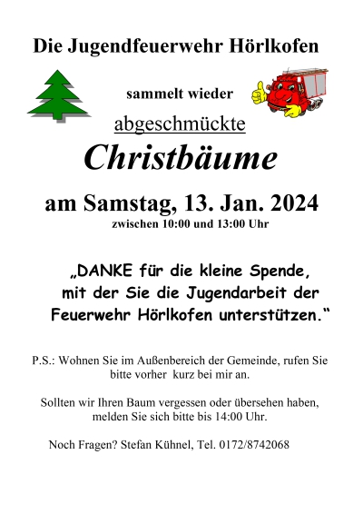 Christbaumsammeln der Jugendfeuerwehr 2022